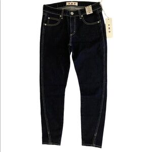 AMO TWIST Skinny Jean Clean Dark Soft Raw Wash NWT